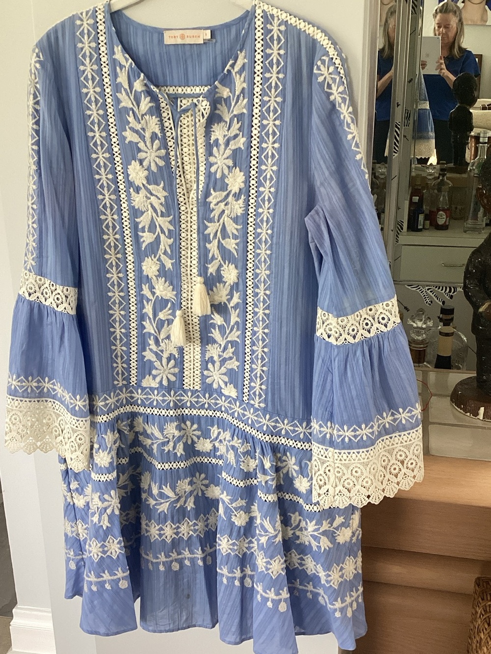 Tory Burch embroidered dress with self slip